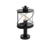 Eglo Lámpara de pedestal exterior Hilburn, lámpara exterior de una luz, pedestal de acero galvanizado y plástico, color negro, casquillo E27, IP44