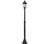Eglo Lámpara de pie de exterior Navedo, luz de exterior de 1 foco, lámpara de pie de aluminio fundido y cristal, color negro, plata-patina, portalámparas E27, altura 200 cm, IP44