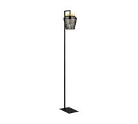 Eglo lámpara de pie Escandidos, de luz única, iluminación de metal en negro, latón cepillado, con interruptor de paso, casquillo E27
