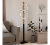 EGLO Lámpara de pie LED Boyal, marrón, altura 150 cm, madera, 2 luces.