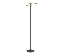Eglo Lámpara de pie LED Castelpoto 1, iluminación de salón con función táctil, regulable con luz arriba y abajo, metal negro y latón cepillado, foco cálida a fría, 180 cm