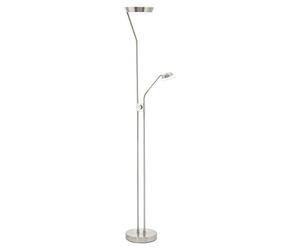Eglo Lámpara de pie LED Sarrione, 3 luces regulables, lámpara de salón | de metal níquel mate, plástico blanco, con interruptor, luz de techo y lámpara de lectura, luz cálida