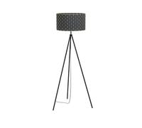 Eglo Lámpara de pie Marasales, lámpara de pie de 1 llama, lámpara de pie de textil y metal en negro, latón, lámpara de salón, lámpara con interruptor de paso, E27