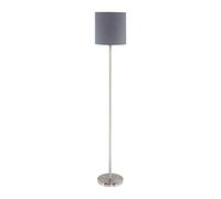 Eglo Lámpara de pie Pasteri, lámpara de salón textil de 1 foco, lámpara de acero y tela, color níquel mate, gris, portalámparas E27, incl interruptor de pie