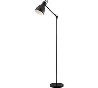 Eglo Lámpara de pie Priddy, lámpara de pie vintage con 1 bombilla en diseño industrial, lámpara de pie retro de acero, color negro, blanco, casquillo E27, incl interruptor de pie