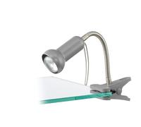 Eglo Lámpara de pinza Fabio, luz con pinza, foco con pinza de metal y plástico en plata, lámpara con sujeción y interruptor, lámpara de lectura E14