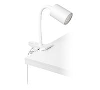 Eglo Lámpara de pinza LED Portella, iluminación de escritorio, artefacto de luz de lectura, metal blanco, incluye bombilla GU10 fuente de luz cálida