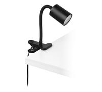 Eglo Lámpara de pinza LED Portella, iluminación de escritorio, metal negro, incluye bombilla GU10 fuente de luz cálida