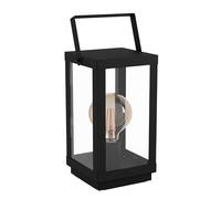Eglo lámpara de sobremesa Bradford 1, iluminación de sobremesa de 1 luz, luz de cabecera de metal en negro y cristal en transparente, con interruptor, casquillo E27