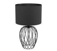 Eglo lámpara de sobremesa Nimlet, de luz única, skandi, monocromo, iluminación de cabecera de textil y metal en negro, con interruptor, casquillo E27