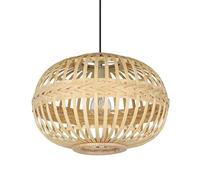 Eglo Lámpara de suspensión AMSFIELD, colgada vintage, natural, boho, hygge, acero y madera, comedor y de sala de estar con casquillo E27, diámetro 38 cm