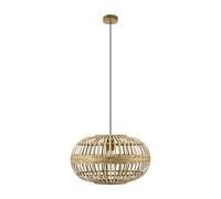 Eglo Lámpara de suspensión AMSFIELD, lámpara colgada vintage, natural, boho, hygge, lámpara colgante de acero y madera, lámpara de comedor y de sala de estar con casquillo E27, diámetro 38 cm