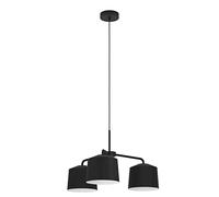 Eglo lámpara de suspensión Caguanes, candil para comedor de 3 luces, iluminador minimalista de textil y metal en blanco y negro, luz con casquillo E27
