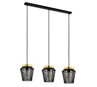 Eglo lámpara de suspensión Escandidos, de 3 luces, iluminación de metal en negro, latón cepillado, luz de salón colgante, casquillo E27