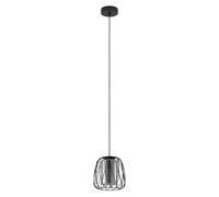 Eglo lámpara de suspensión Floresta, iluminación colgante de 1 luz, luz de metal en negro y vidrio ahumado en negro-transparente, lámpara de salón, casquillo E27