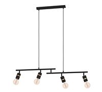 Eglo lámpara de suspensión Lurone, candil para comedor con 4 puntos móviles, luminaria de metal en negro y latón, luz con casquillo E27