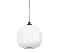 Eglo Lámpara de suspensión Mantunalle, luminaria de metal en negro y vidrio en blanco, luz de comedor, pendiente con casquillo E27, Ø 20 cm