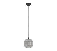 Eglo Lámpara de suspensión Mantunalle, luminaria de metal en negro y vidrio vaporizado en negro-transparente, luz de comedor, pendiente con casquillo E27, Ø 20 cm