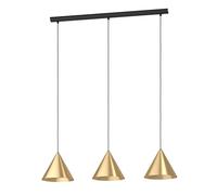 Eglo lámpara de suspensión Narices, de 3 luces minimalista, iluminación de metal en latón cepillado, oro, negro, luz de salón colgante, casquillo E27