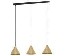 Eglo lámpara de suspensión Narices, de 3 luces minimalista, iluminación de metal en latón cepillado, oro, negro, luz de salón colgante, casquillo E27