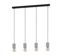 Eglo lámpara de suspensión Prestwick 3, iluminación de suspensión de 3 luces, industrial, luz colgante de hormigón en gris y metal en negro, casquillo E27