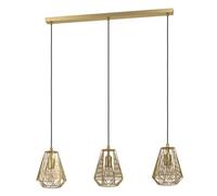 EGLO Lámpara colgante tipo Stype, color dorado, longitud 96 cm, acero, 3 luces.