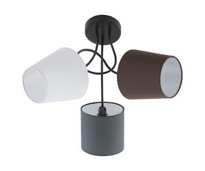 Eglo Lámpara de techo Almeida, lámpara de techo textil de 3 luces | material: acero, tela, colores: negro, antracita, blanco, marrón, casquillo: E14