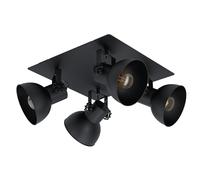 Eglo Lámpara de techo Barnstaple 1, lámpara colgante vintage industrial retro, foco de techo de acero, lámpara de salón negra, lámpara de cocina, spots con casquillo E27