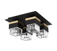 EGLO Lámpara de techo Barrancas, negro/oro, cristal