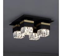 EGLO Lámpara de techo Barrancas, negro/oro, cristal