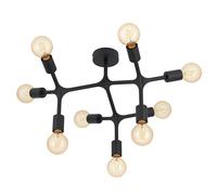 Eglo Lámpara de techo Bocadella 1, lámpara de techo industrial de 9 luces, extravagante, para salón, de acero negro, lámpara para cocina y pasillo con casquillo E27