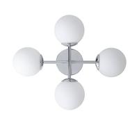 Eglo lámpara de techo Castrovido, con cuatro esferas de cristal, iluminación de salón de metal cromado y vidrio blanco, con bombillas G9 luz cálida