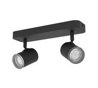 Eglo lámpara de techo Consuma 1, barra con 2 focos, luz para baño, iluminación metálica negra, foco con base GU10, IP44