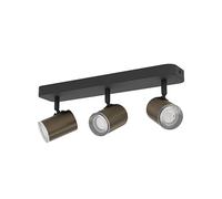 Eglo lámpara de techo Consuma 1, barra de 3 focos, iluminación de baño de techo, metal negro y bronce, foco con casquillo GU10, IP44