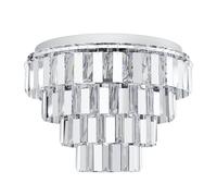 Eglo lámpara de techo Erseka, lámpara de techo de 7 luces, elegante, lámpara para salón de acero cromado y cristal transparente, lámpara para cocina y pasillo con portalámparas E14