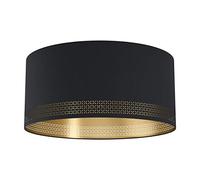 Eglo Lámpara de techo Esteperra, lámpara de techo vintage de una luz, estilo retro, lámpara para salón de acero y textil en negro y dorado, lámpara para cocina y pasillo con casquillo E27