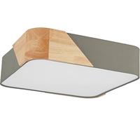 Eglo lámpara de techo Grimaldino, 2 luces, iluminación de dormitorio de textil, madera, metal y plástico en color topo, casquillo E27, L x A 41,5 cm