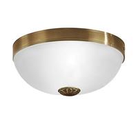 Eglo Lámpara de techo Imperial, 2 luces vintage, rústica, para salón, metal bruñido y vidrio satinado blanco, lámpara de cocina y pasillo con casquillo E27
