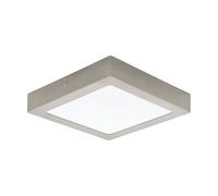 EGLO Lámpara de techo LED Fueva 1, lámpara de techo con una luz | material: fundición de metal, plástico, color: níquel mate, blanco, dimensiones: 22,5x22,5 cm, luz blanca cálida