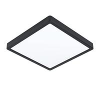 Eglo lámpara de techo LED Fueva 5, iluminación de superficie, luz de baño de metal en negro y superficie iluminada de plástico en blanco, L x A 28,5 cm, IP44