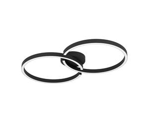 Eglo Lámpara de techo LED Gambulaga, plafón regulable con mando, círculos metálicos negros, RGB, blanco cálido-frío, 67,5 cm