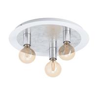 EGLO Lámpara de techo LED Passano, 3 luces vintage retro, metal blanco
