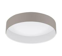 Eglo Lámpara de techo LED Pasteri, lámpara textil para dormitorio, lámpara | de techo para salón, lámpara de sala de estar de tela y plástico en topo y blanco, Ø 32 cm