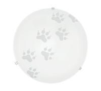 Eglo Mars lámpara de techo, 1 luz de pared, lámpara de techo de acero, color: blanco, vidrio: blanco satinado motivo pata, enchufe: E27