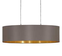 Eglo Lámpara de techo Maserlo, lámpara colgante textil de 2 focos, luz colgante ovalada de acero y tela, color níquel mate, capuchino, oro, portalámparas E27, L 78 cm