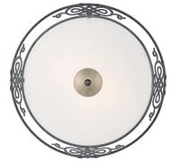 EGLO Lámpara de techo Mestre, vintage, retro para salón, metal | y cristal al ácido, dormitorio en marrón óxido, dorado, beige, pasillo con casquillo E27, Ø 39,5 cm