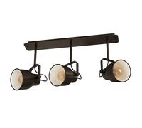 Eglo Lámpara de techo Mitchley, 3 luces vintage industrial retro, foco de acero, salón en bronce oscuro y crema, cocina, spots con casquillo E27, largo 57,5 cm