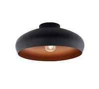 Eglo Lámpara de techo Mogano, luz de techo de 1 foco estilo industrial, vintage, fabricada en acero, lámpara de salón en color negro, cobre, lámpara de cocina, lámpara de techo E27