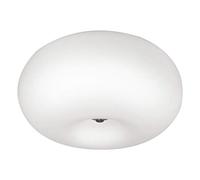 Eglo Lámpara de techo Optica, Lámpara colgante de 2 bombilas | MateriaL Acero, color Níquel mate, CristaL Blanco mate opalino, zócalo E27, diámetro 28 cm