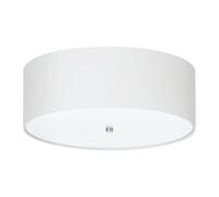 Eglo Lámpara de techo Pasteri, Lámpara de salon textil de 3 focos, MateriaL acero, tela, vidrio, color níquel mate, blanco, portalámparas E27, diámetro 47,5 cm